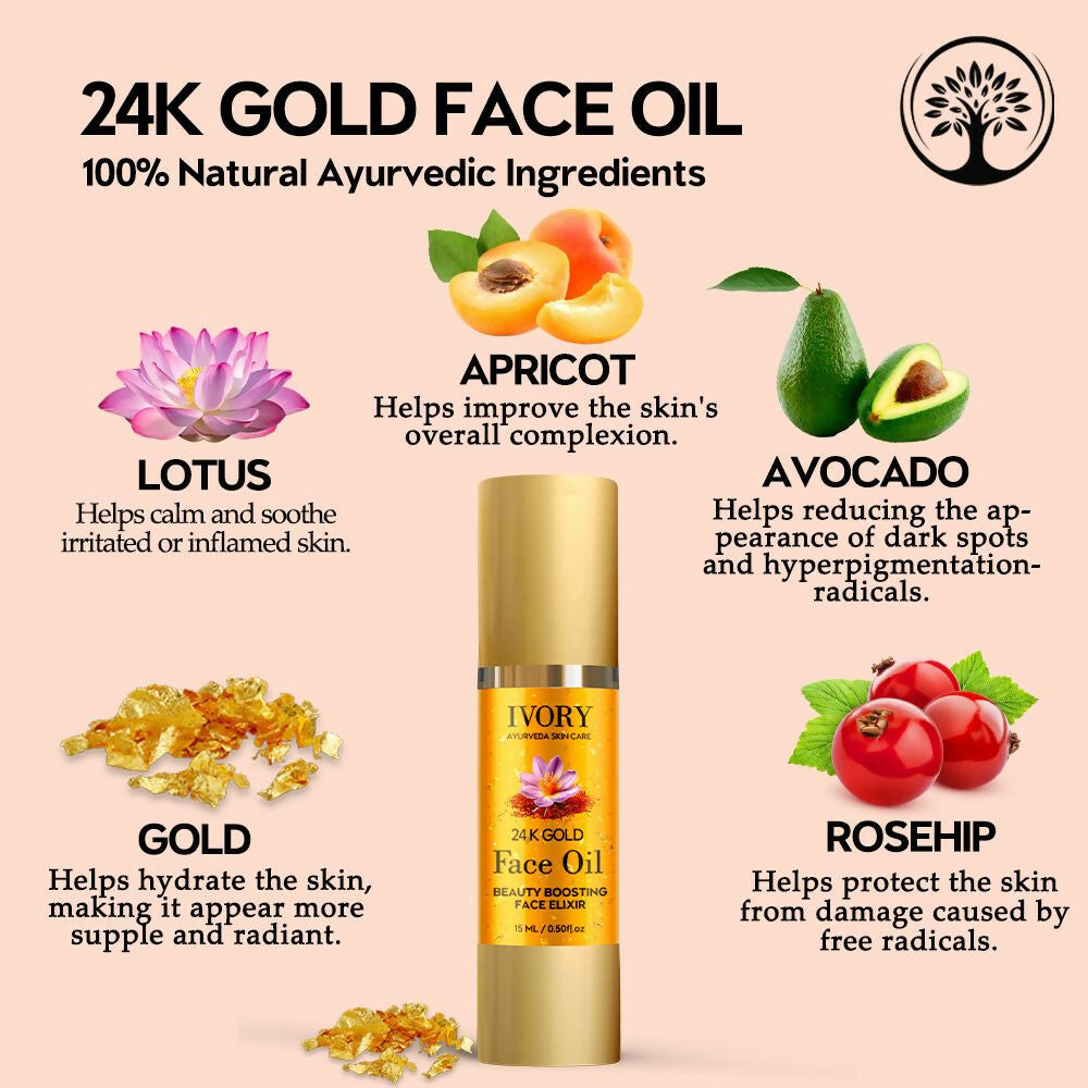 Ivory Natural 24K Gold Face Polish Oil For Luxurious Exfoliating And Rejuvenating Skincare - Distacart