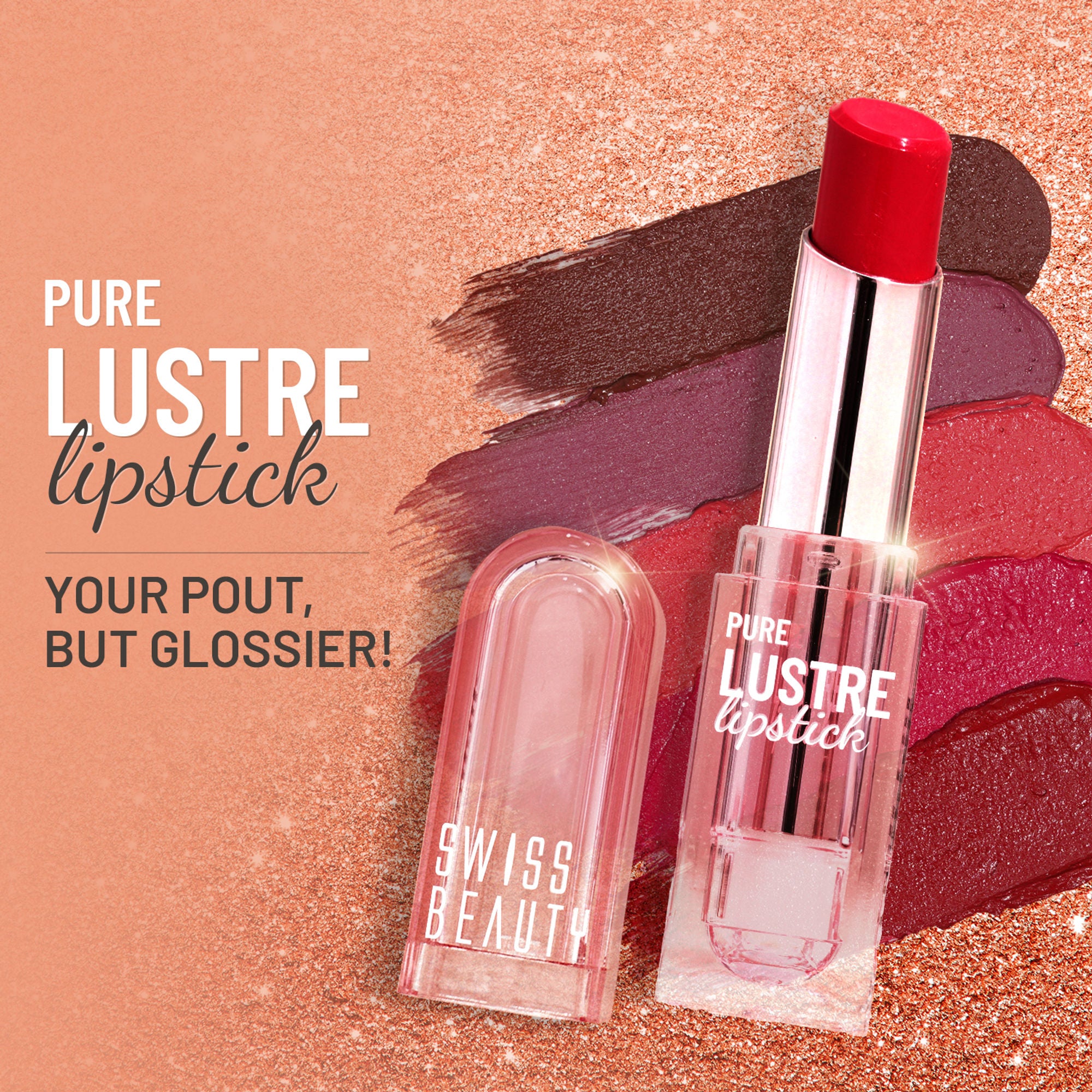 Swiss Beauty High Shine Finish Smooth Glide Pure Lustre Lipstick - 3 Salty Pink - Distacart