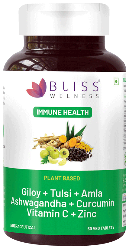 bliss welness giloy tulsi amla ashwagandha curcumin immunity health veg tablet