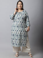 Thumbnail for TAG 7 Women Plus Size Cream-Coloured Linen Ethnic Palazzos - Distacart