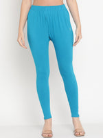 Thumbnail for TAG 7 Women Pack of 2 Blue & Green Solid Comfort-Fit Ankle-Length Leggings - Distacart