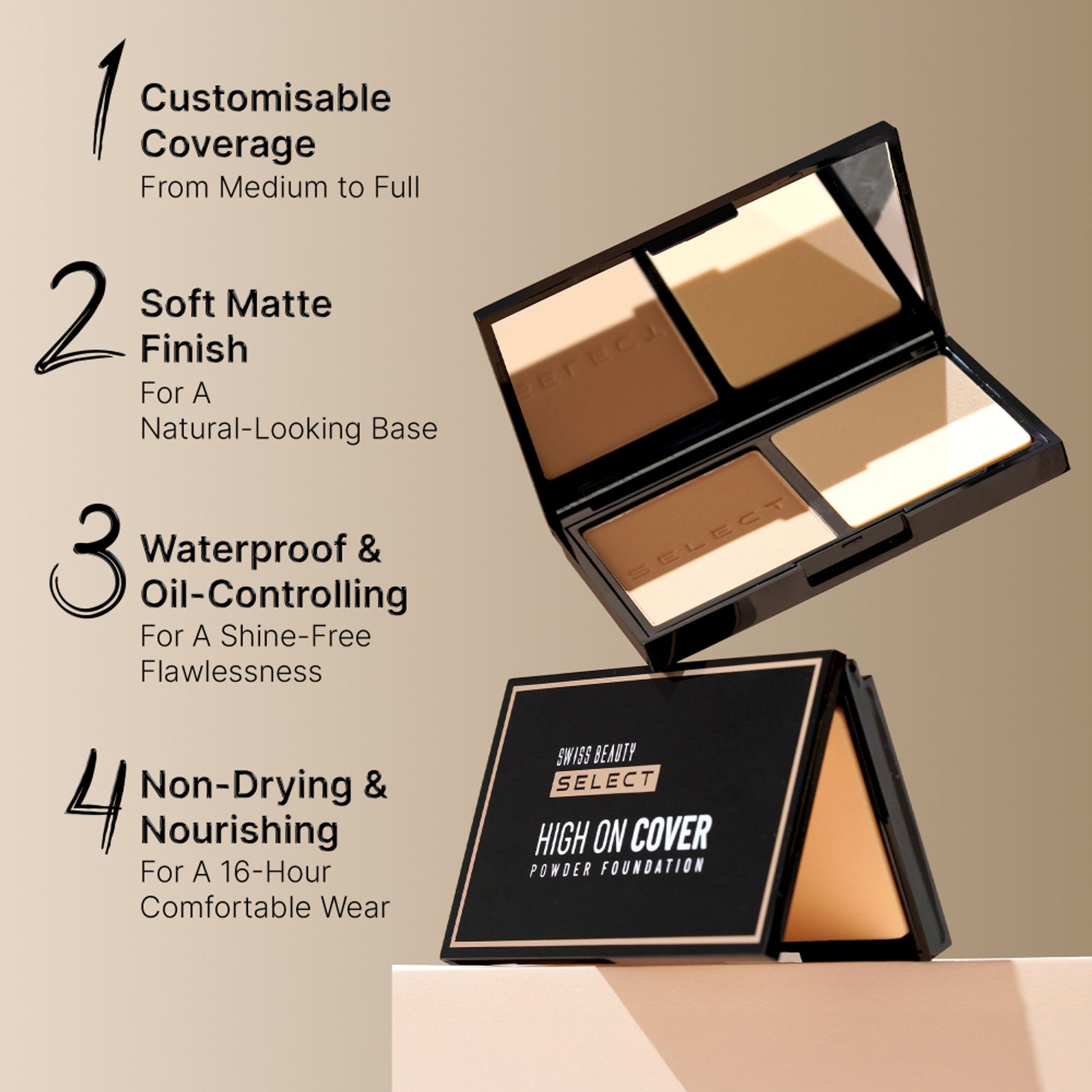 Swiss Beauty Select High On Cover Powder Foundation - 4 Neutral Buff - Distacart