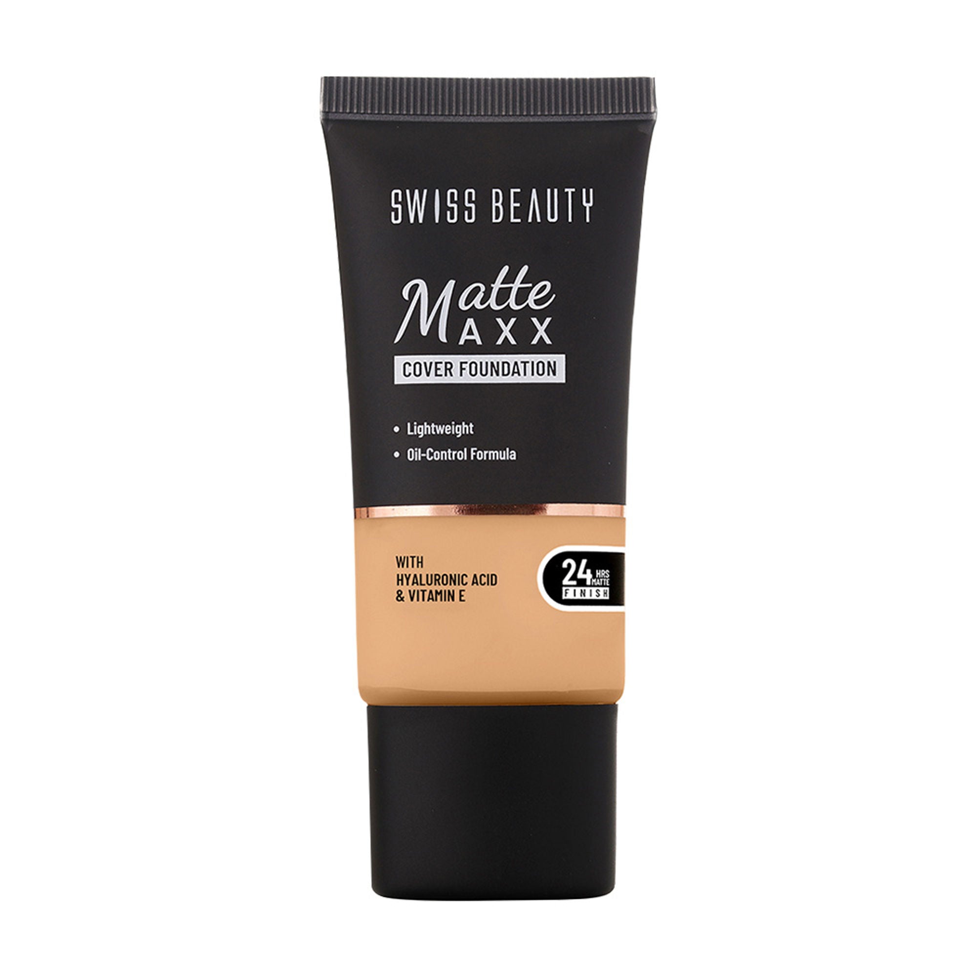 Swiss Beauty Matte Maxx Cover Foundation with Hyaluronic Acid & Vitamin E - 4 Medium Warm - Distacart