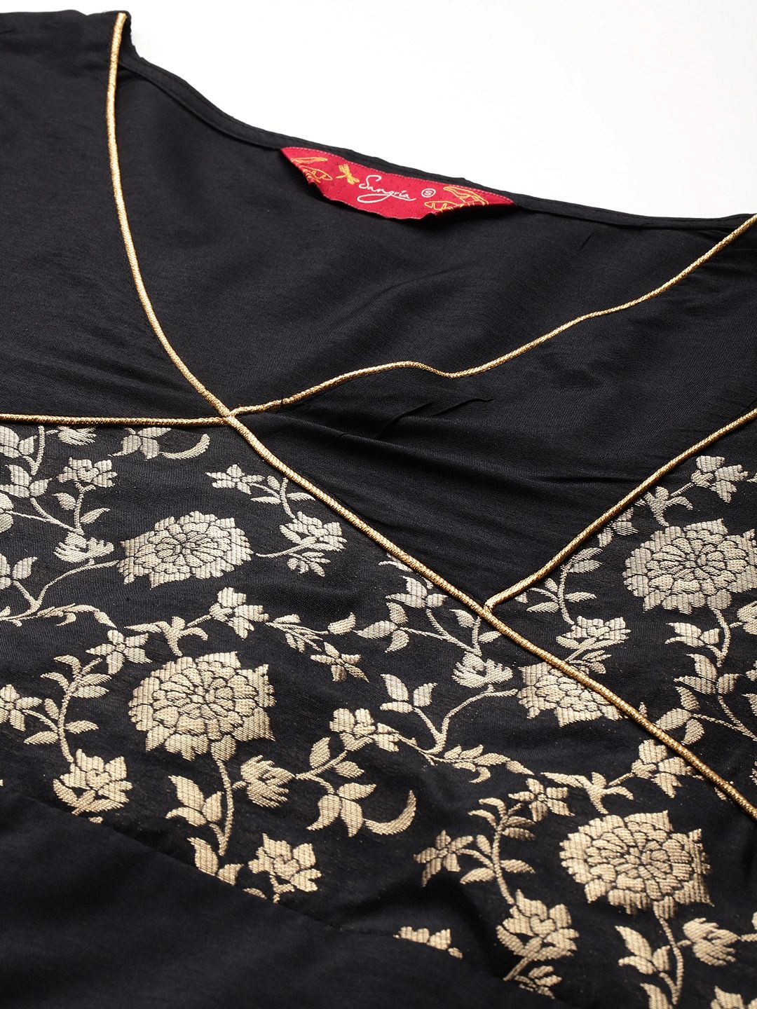 Sangria Floral Woven Designed Straight Kurta Set - Distacart