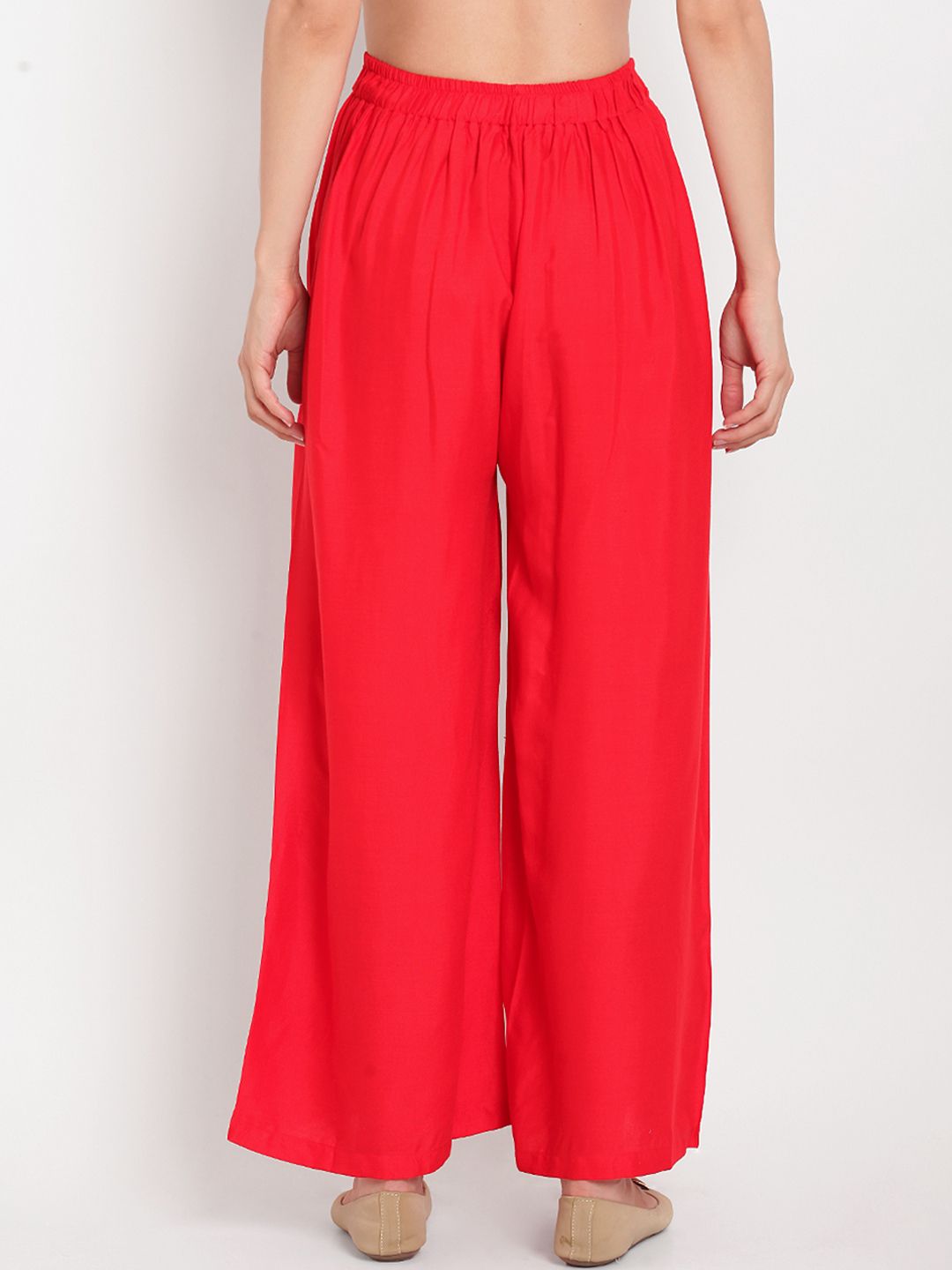TAG 7 Women Pack of 2 Black & Red Solid Flared Palazzos