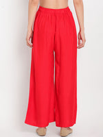 Thumbnail for TAG 7 Women Pack of 2 Black & Red Solid Flared Palazzos