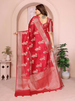 Thumbnail for Aastha Fashion Red Soft Organza Silk Weaving Saree - Distacart