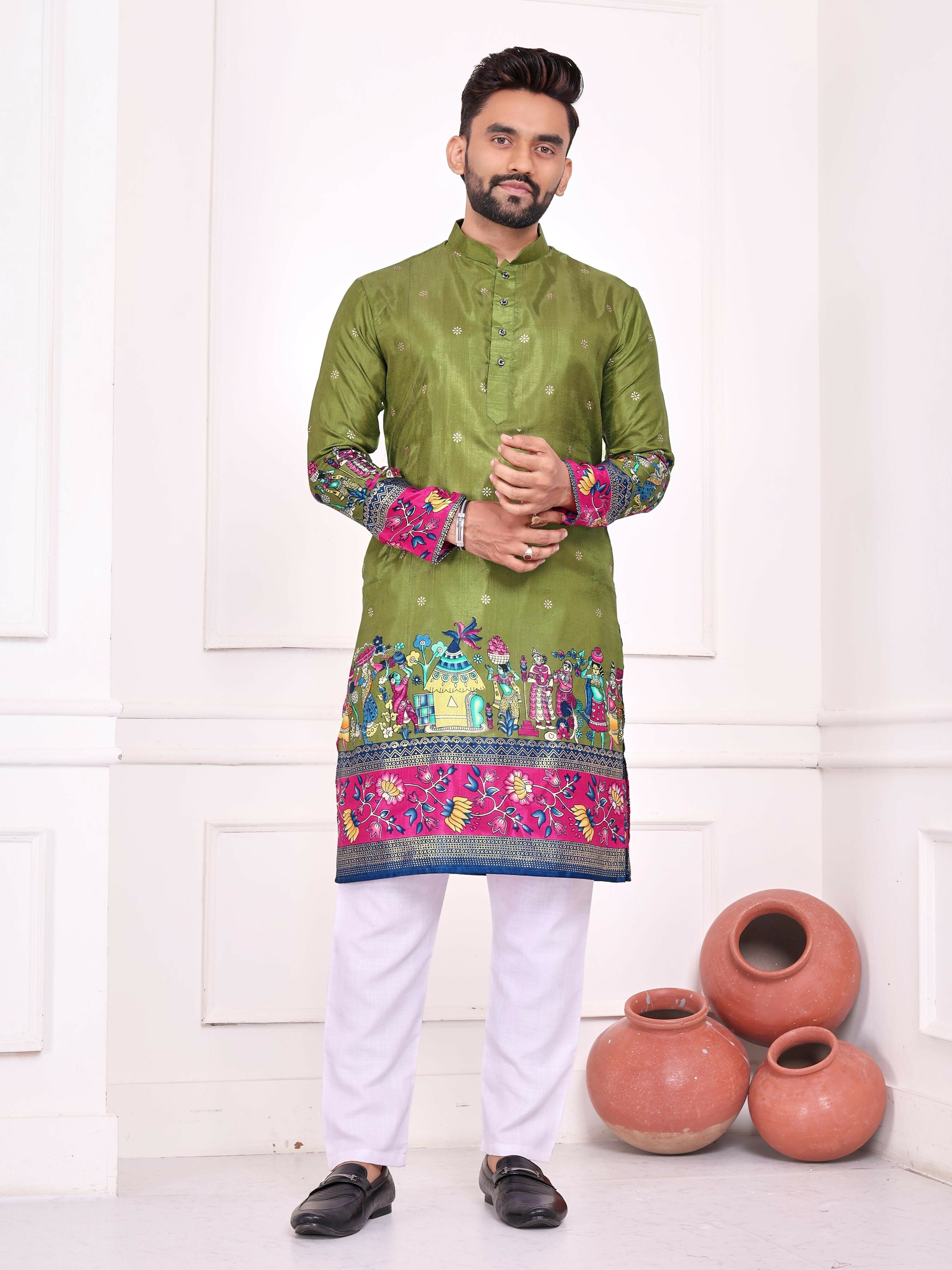 Anaita Green Dola Silk Straight Kurta With Foil Work - Distacart