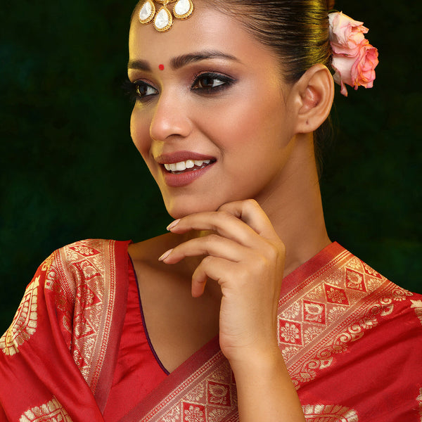 Ruby Raang 22k Gold Polished Kundan Maang Tikka