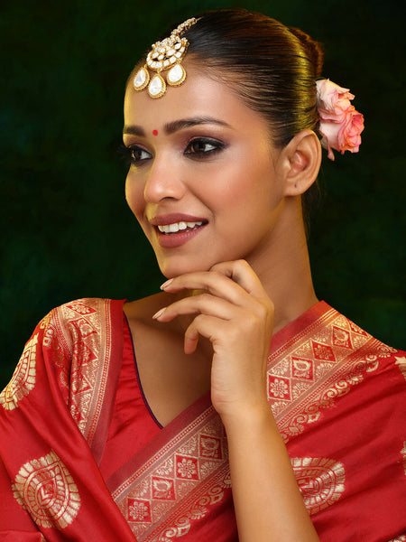 Ruby Raang 22k Gold Polished Kundan Maang Tikka