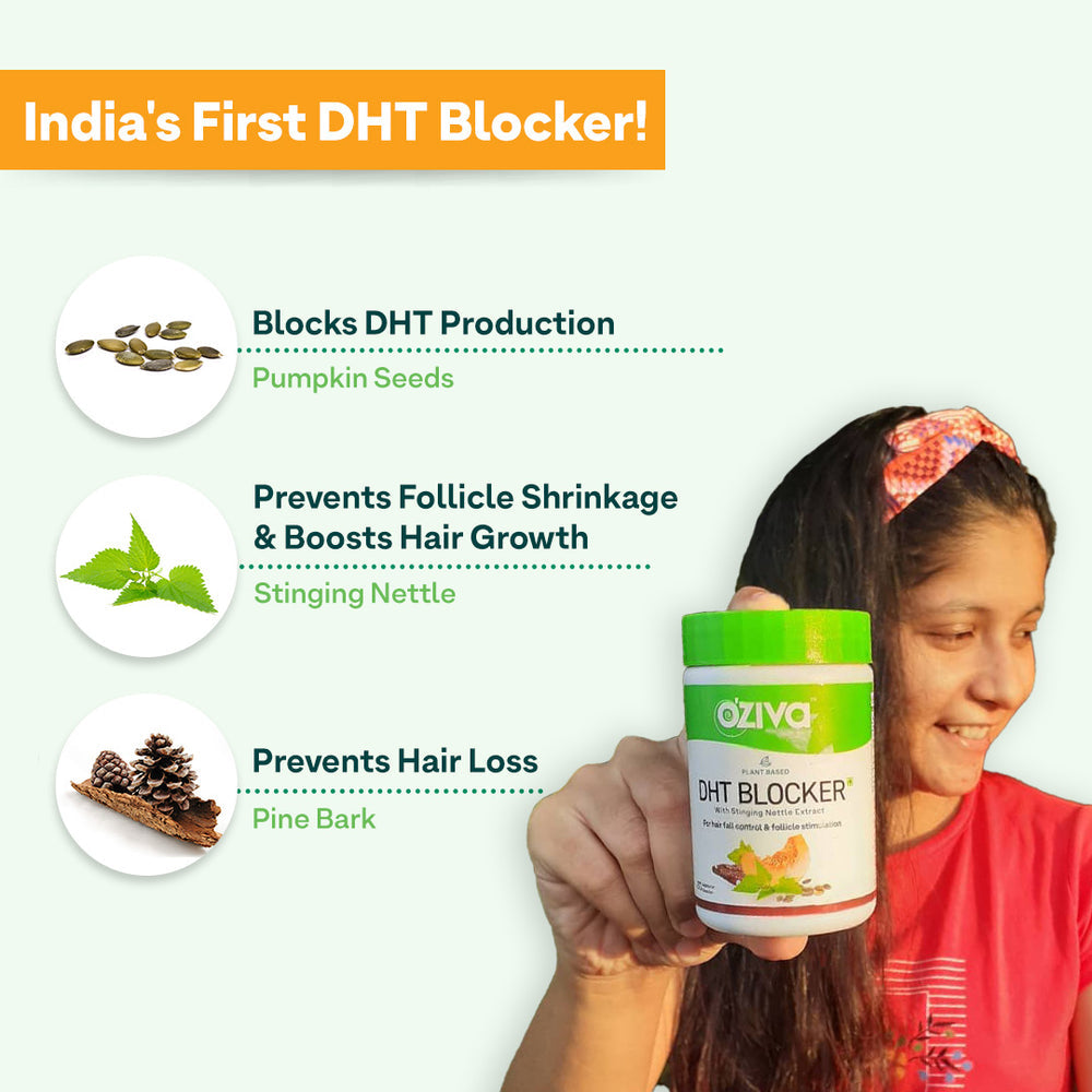 OZiva Plant Based DHT Blocker For Hair Fall Control With Stinging Nettle Extract - Distacart