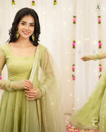 Thumbnail for Yash Enterprise Light Green Soft Organza Party Wear Embroidery Suit Set - Distacart