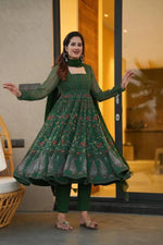 Thumbnail for Yash Enterprise Sparkling Green Georgette Suit Set