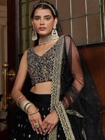 Thumbnail for Tulsi Art Dazzling Black Sequin Embroidered Net Lehenga Choli