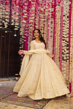 Thumbnail for Yash Enterprise Cream Georgette Embroidery Paert Wear Suit Set