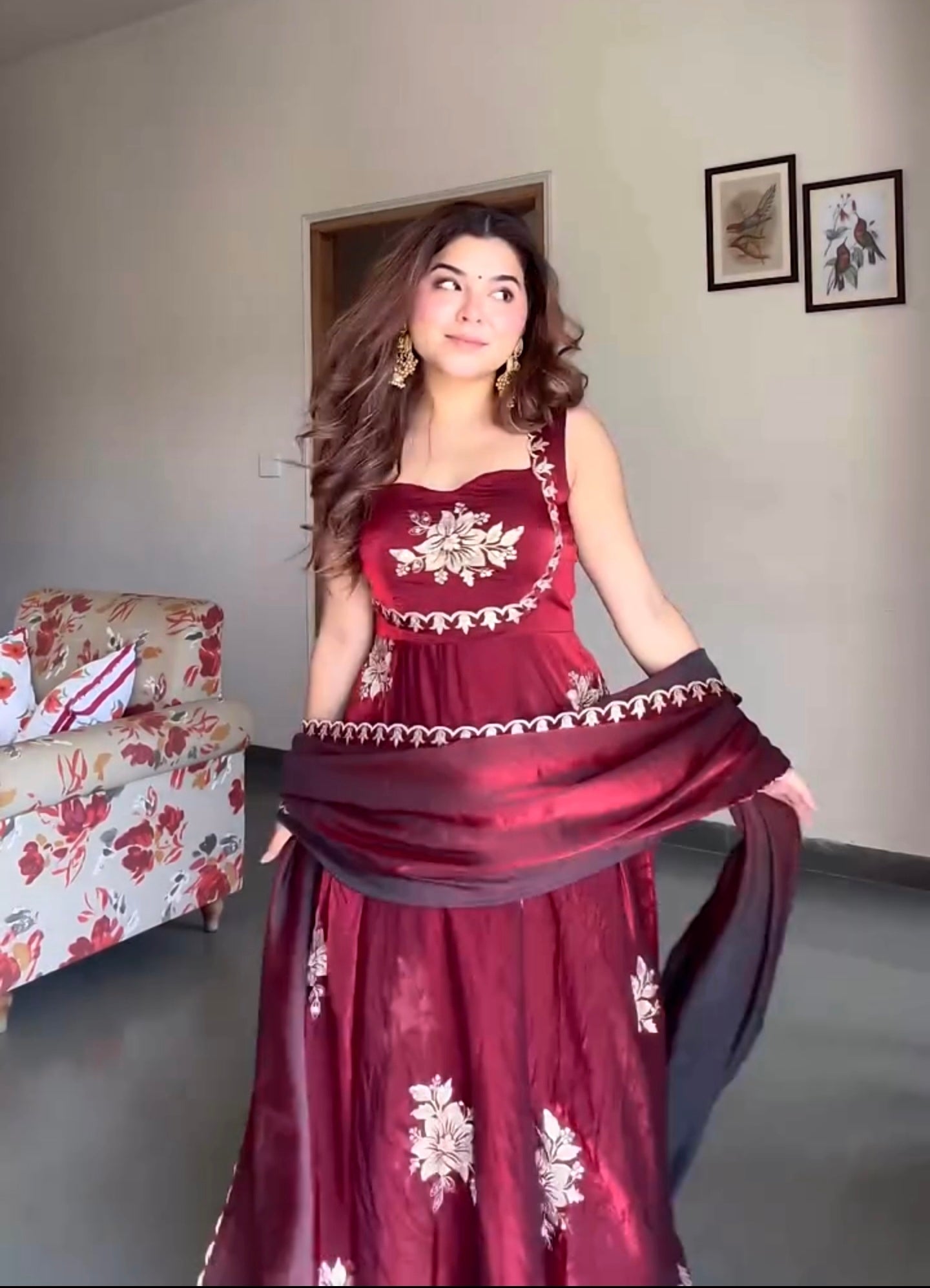 Yash Enterprise Maroon Fandy Silk Party Wear Embroidery Suit Set - Distacart