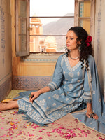 Thumbnail for Embroidered & Lace Detailed Kurta With Pant & Embroidered Dupatta Luxury, Multicolor - Hiral Fashion - Distacart