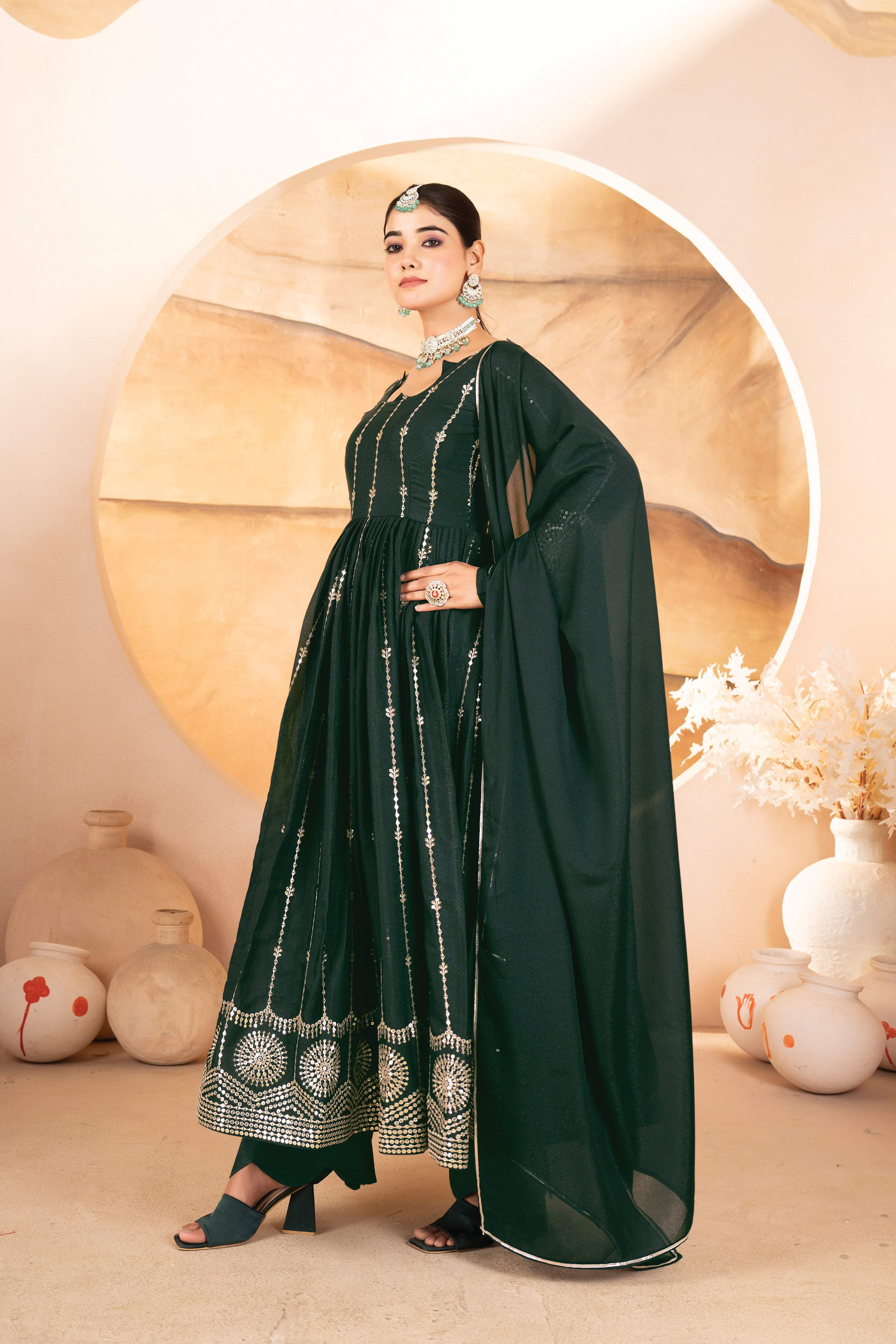 Yash Enterprise Black Rayon Cotton With Embroidery Suit Set