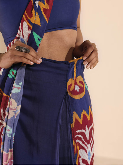 trueBrowns Purple Muslin Ikat Saree - Distacart