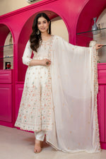 Thumbnail for Yash Enterprise Off White Georgette Party Wear Anarkali Suit Set - Dista