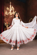 Thumbnail for Yash Enterprise White Faux Blooming Embroidery Party Wear Suit Set