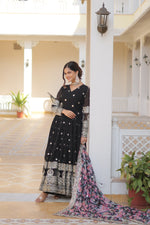 Thumbnail for Yash Enterprise Black Georgette Embroidery Work Stiched Suit