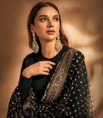 Thumbnail for Yash Enterprise Black Rayon Cotton Embroidery Zari Sequins-Work Suit Set