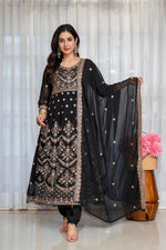 Thumbnail for Yash Enterprise Black Georgette Party Wear Anarkali Suit Set - Dista