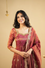 Thumbnail for Yash Enterprise Light Orange Cosmo Silk Embroidery Suit Set
