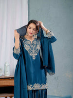 Thumbnail for Yash Enterprise Rama Chinon Silk Embroidery Party Wear Suit Set