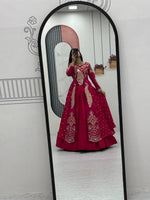 Thumbnail for Yash Enterprise Red Vichitra Silk Party Wear Embroidery Crop Top With Blouse Lehenga Choli - Distacart