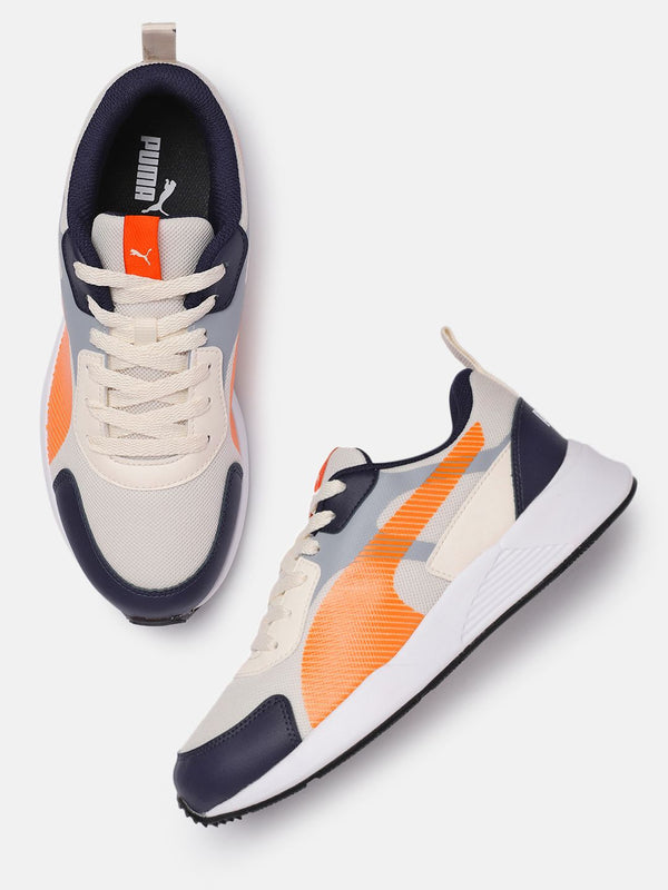 Buy Puma Men Cream-Coloured and Orange Colourblocked Sneakers