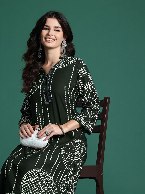 Indo Era Printed Beads & Stones Kurta with Trousers