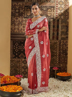 Thumbnail for kasee Floral Chikankari Silk Blend Saree - Distacart