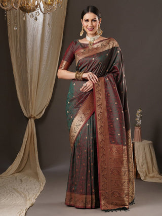 Anouk Floral Zari Banarasi Saree - Distacart