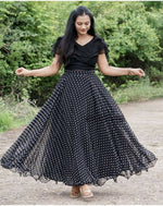 Thumbnail for Dishitha Creation Printed Stitched Lehenga & Crop Top - Black & Black - Distacart
