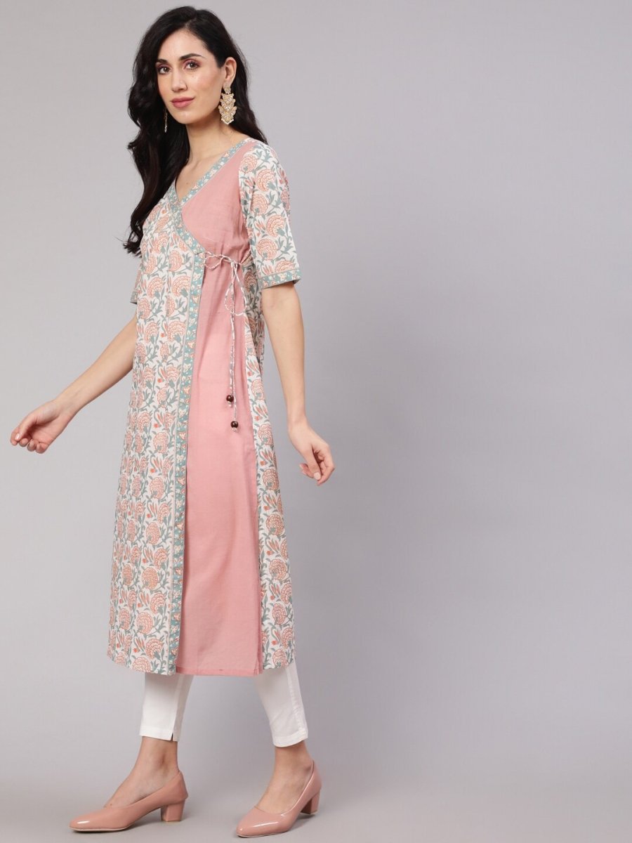 Aks Ethnic Motifs Printed A-line Layered Kurta - Distacart