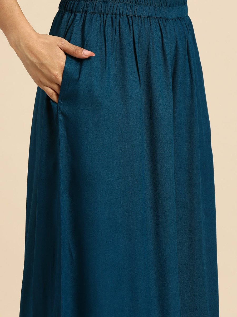 All About You Ethnic Motifs Foil Print Gotta Patti Detail Kurta with Palazzos - Distacart