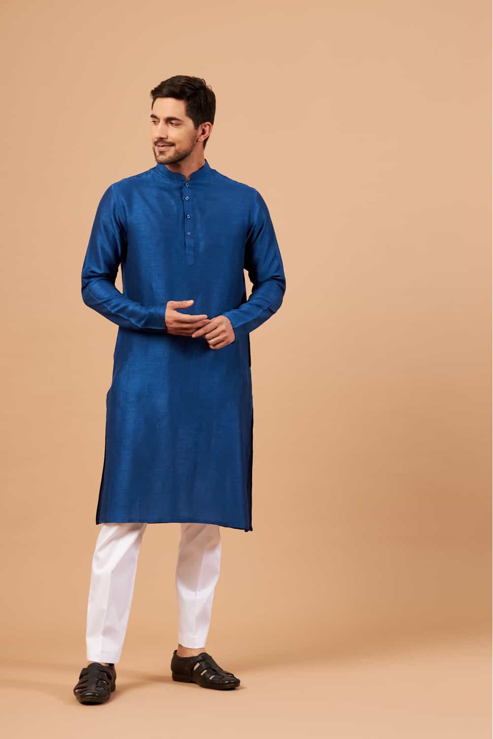 Blue Plain Kurta by Hilo Design - Distacart