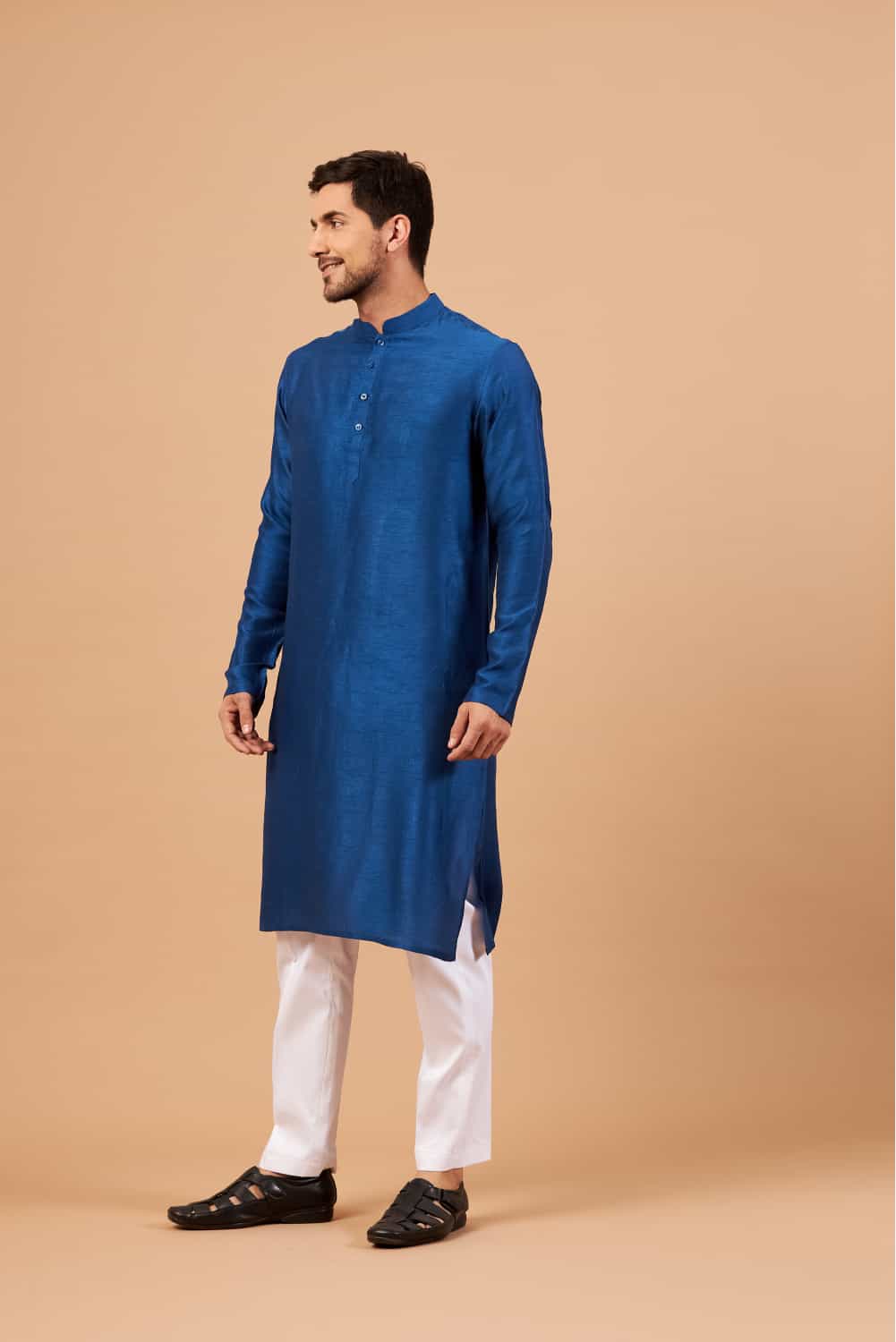Blue Plain Kurta by Hilo Design - Distacart