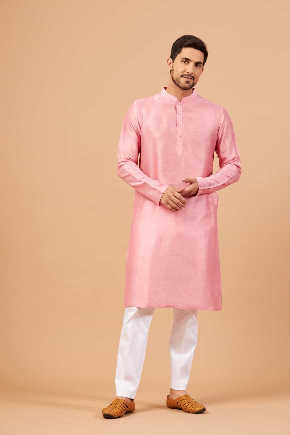 Pink Plain Kurta by Hilo Design - Distacart
