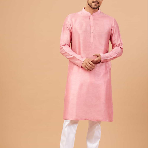 Pink Plain Kurta by Hilo Design - Distacart