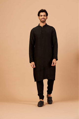 Black Plain Kurta by Hilo Design - Distacart