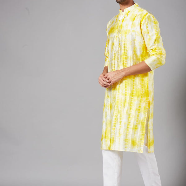 Tintlo Yellow Tie & Dye Kurta by Hilo Design - Distacart