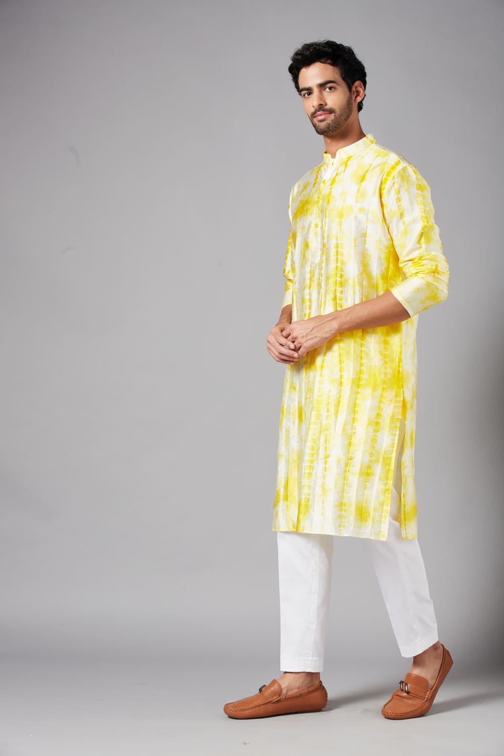 Tintlo Yellow Tie & Dye Kurta by Hilo Design - Distacart