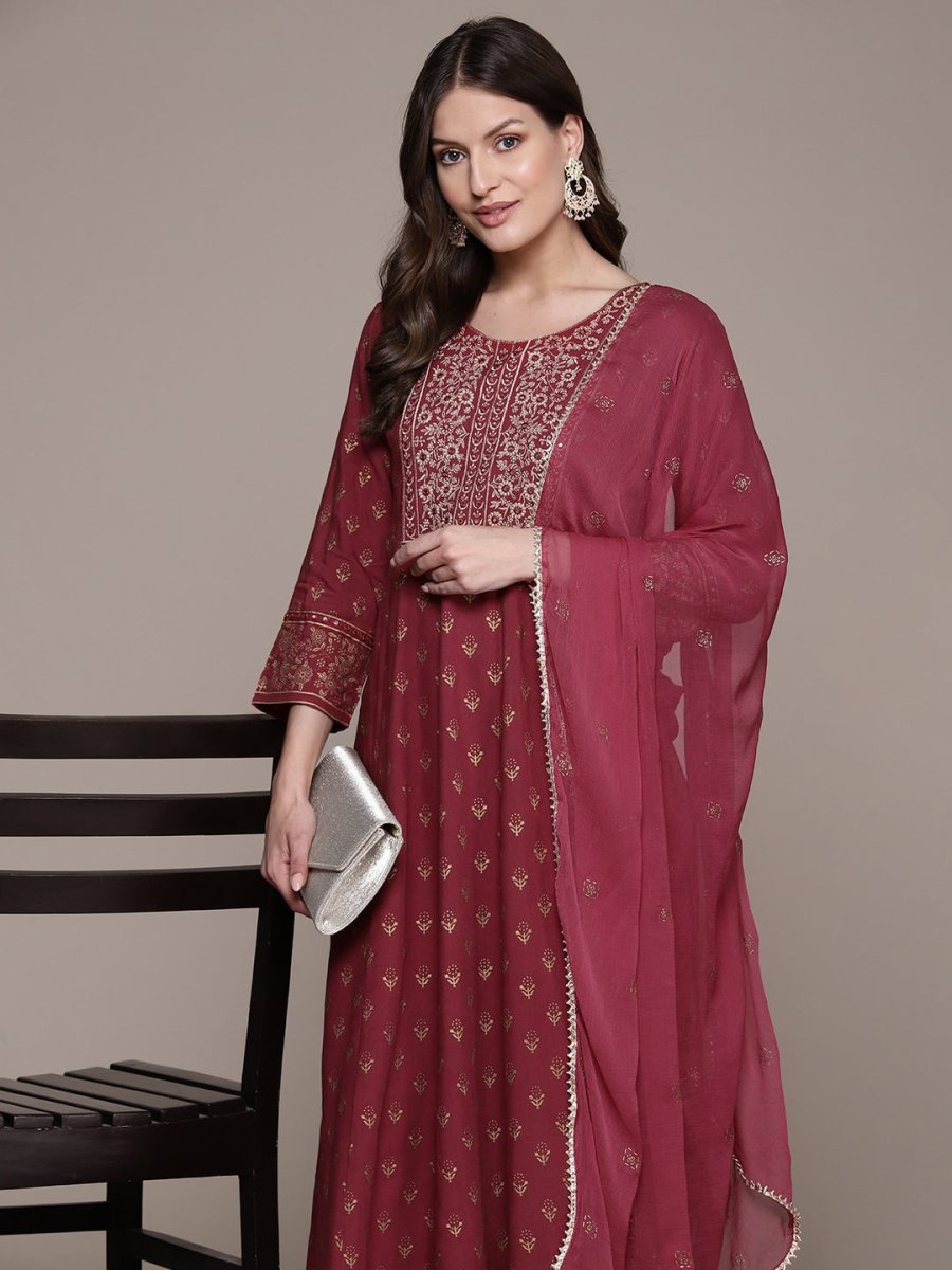 Anubhutee Women Floral Yoke Design Regular Gotta Patti Kurta with Trousers & With Dupatta - Distacart