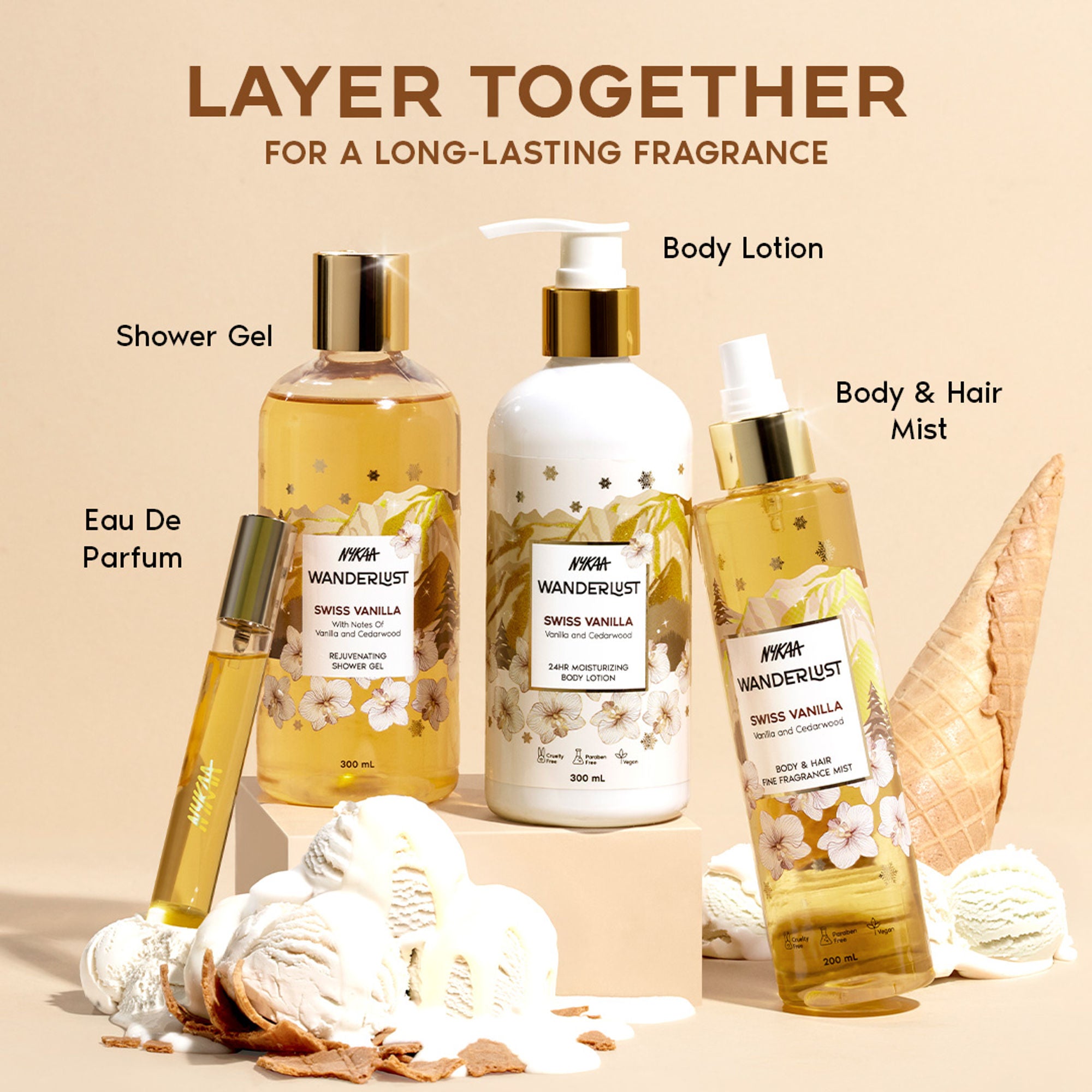 Wanderlust Shower Gels - Swiss Vanilla - Distacart