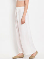 Thumbnail for TAG 7 Women White Solid Flared Palazzos