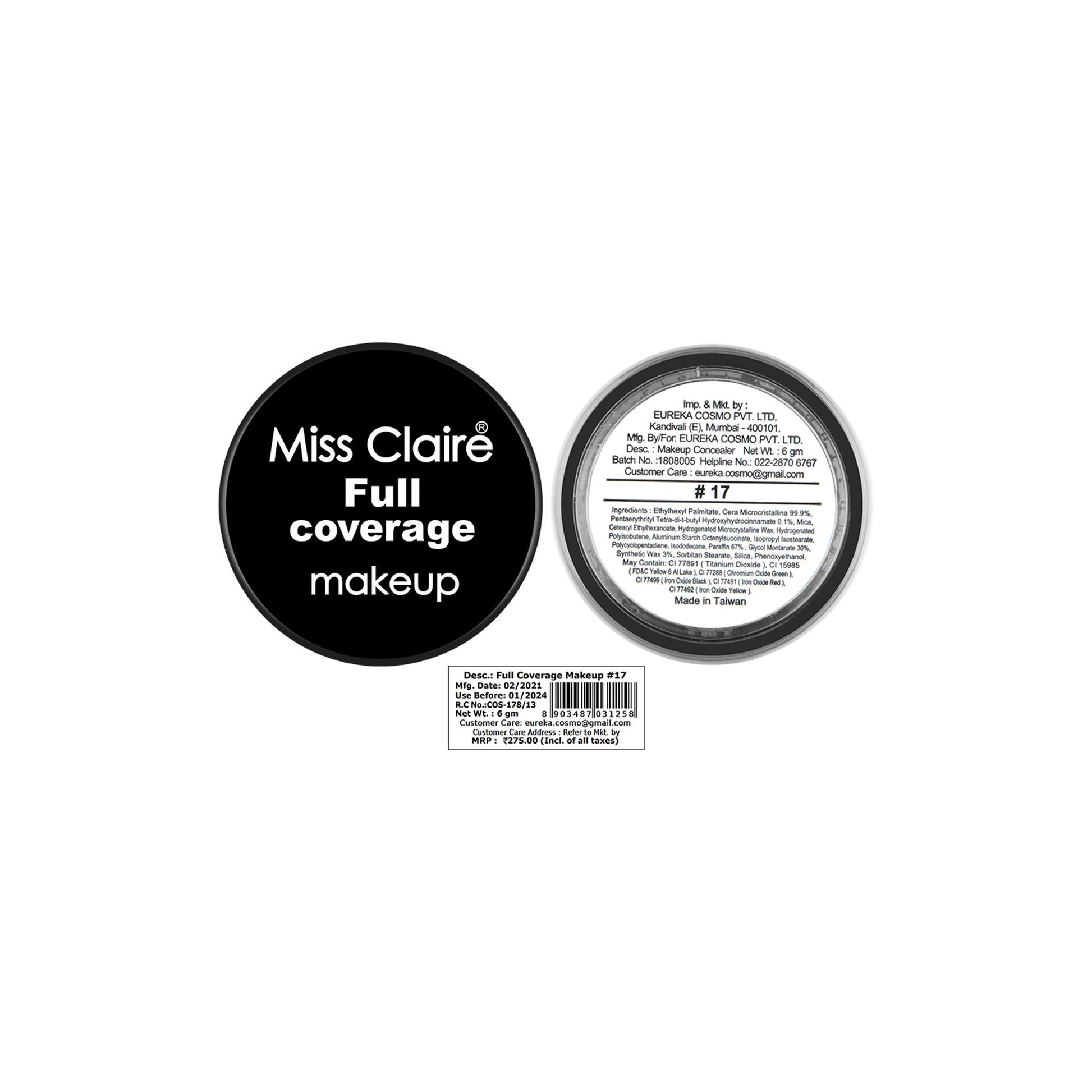 Miss Claire Full Coverage Makeup + Concealer - 17 - Distacart