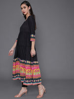 Thumbnail for Aks Ethnic Motifs Printed Round Neck Tiered Anarkali Kurta - Distacart
